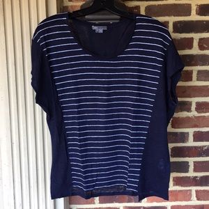Vince navy/white linen shirt- Mint Condition.